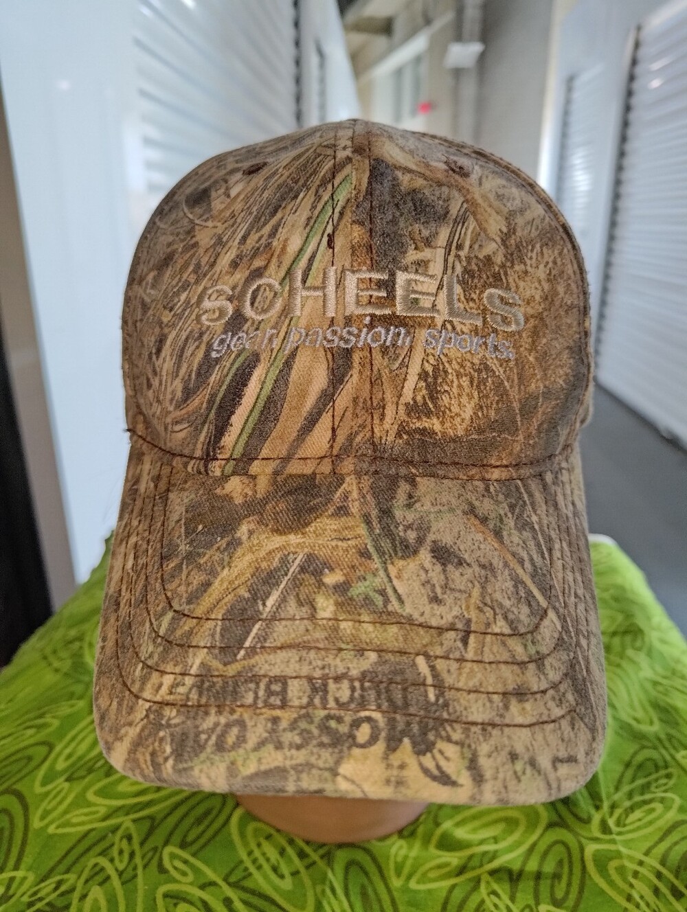 Scheels Gear Passion Sports Embroidered Logo Mossy Oak Camo Strap-on Hat Cap